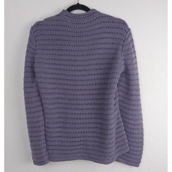 Cardigan Sweater Women's XL Lavender Purple One Button Chunky Knit Grandmacore - Picture 3 of 15